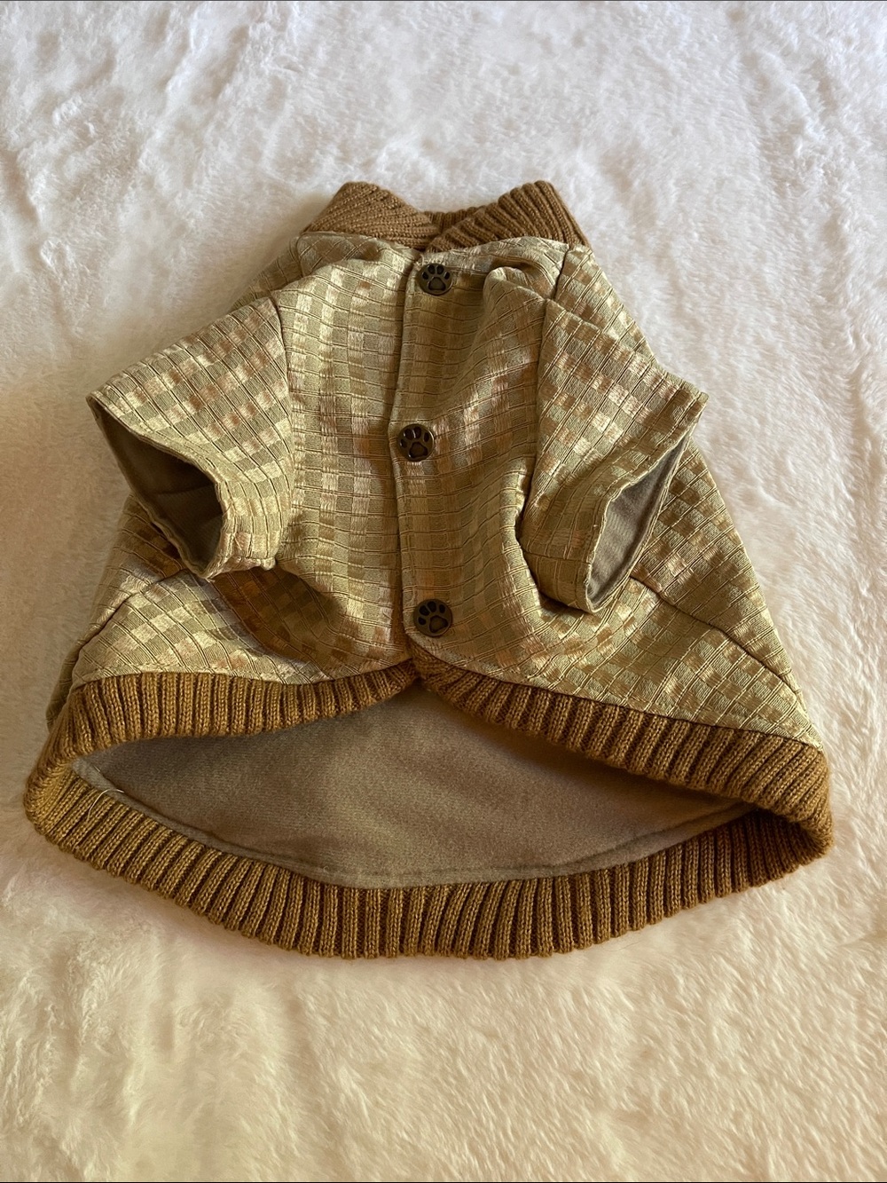 Dog  Quilted Olive Brown Button-Front Jacket SZ M
